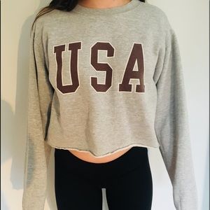 Pacsun “USA” Cropped Crewneck